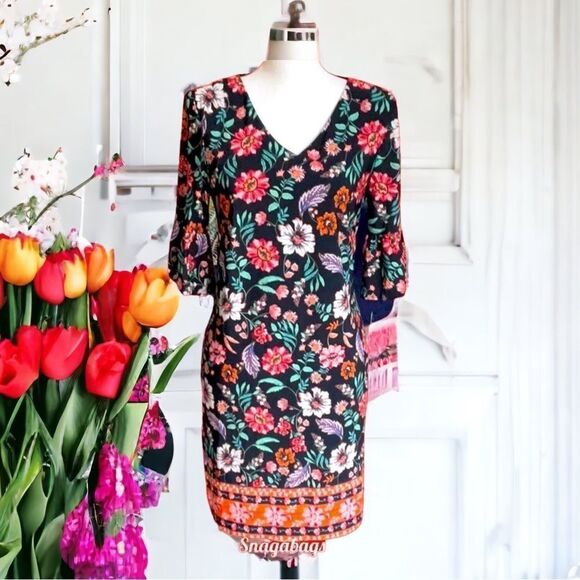 Laundry By Shelli Segal Dresses & Skirts - LAUNDRY NWT BLUE FLORAL SHIFT DRESS FLUTTER 3/4” SLEEVES SIZE 6